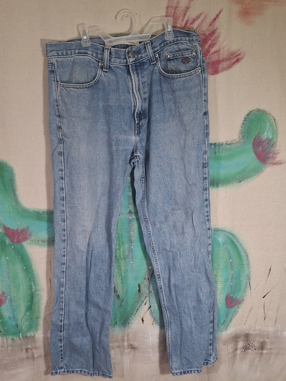 Harley Davidson 34 X 32 Light Blue Slim Straight Boot Cut Jeans